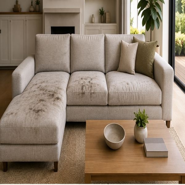Sofa before upholstery cleaning in Docklands